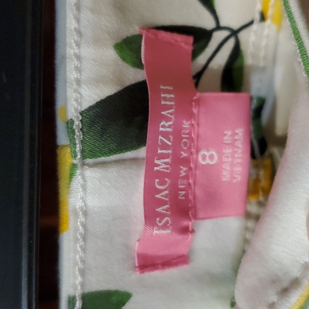 NWOT Isaac Mizrahi Bright White Lemon & White Floral Sailor Print Shorts Size 8 - Picture 8 of 16